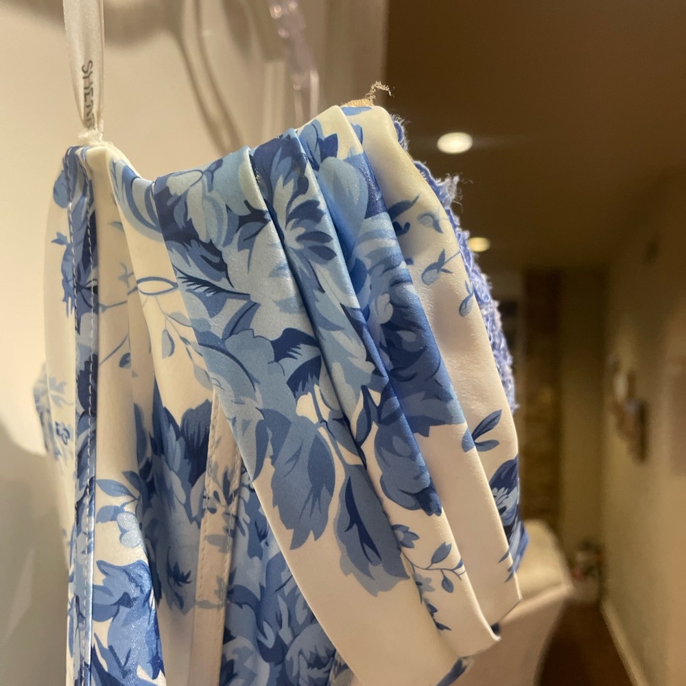 Sherri Hill Strapless Blue Floral Gown - Picture 15 of 16